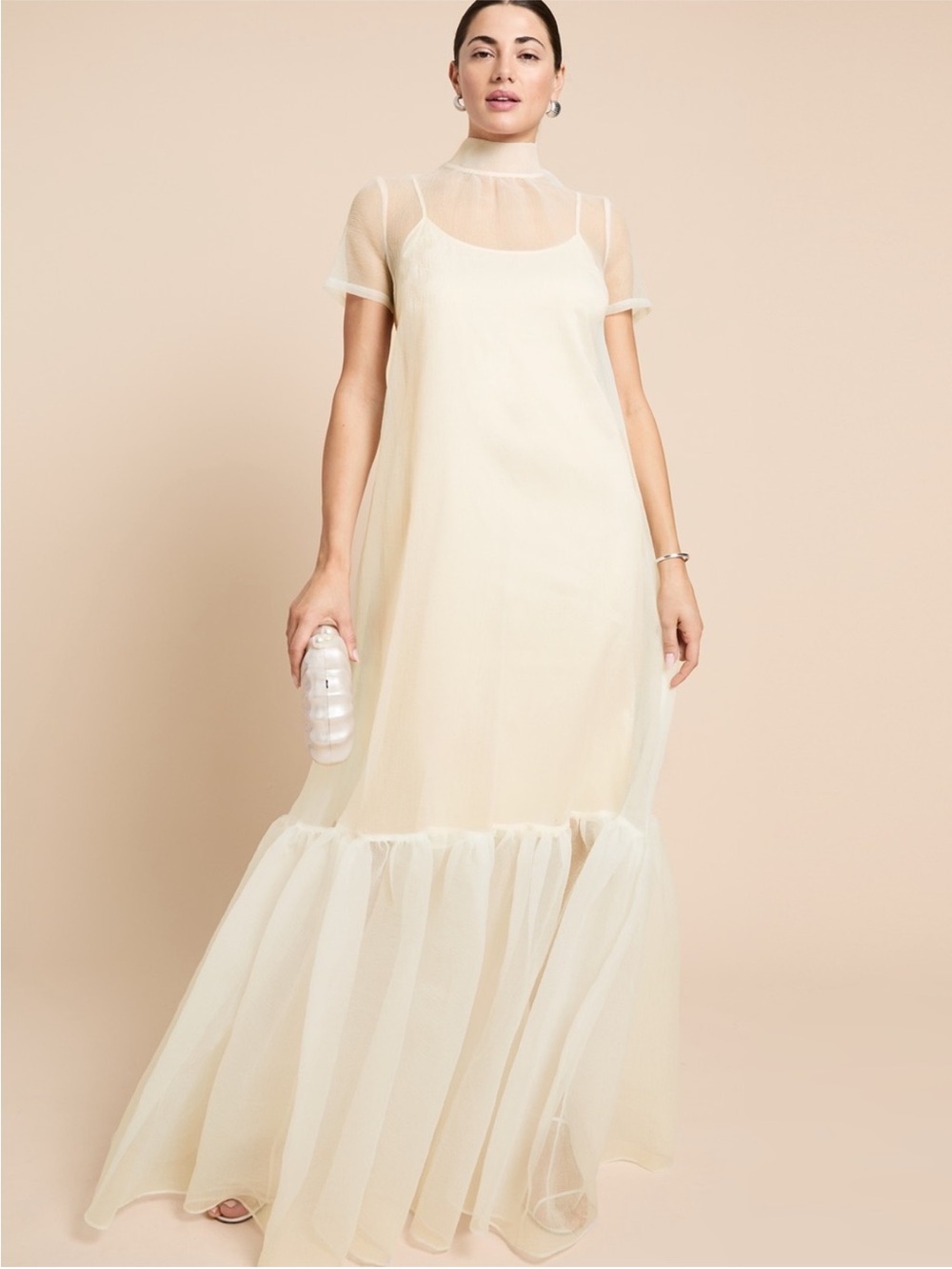 Caara Melody Dress in Color Ivory Cream Organza Back Bow NEW Ted Baker Factory